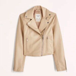NWT XS Abercrombie Women's Vegan Leather Moto Jacket